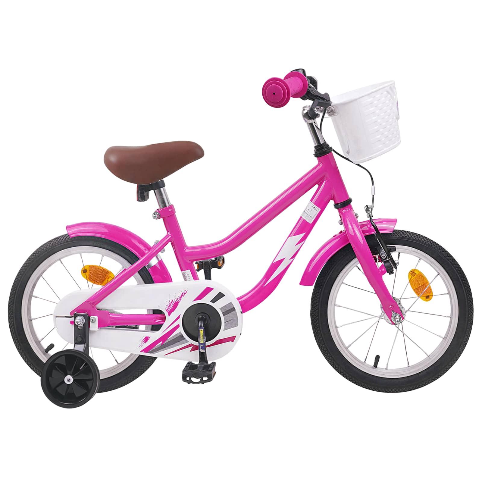 Børnecykel 16 tommer til 4-6 år gamle Mørk pink