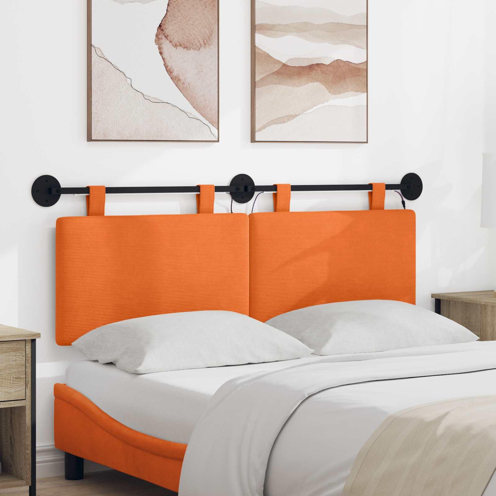 Hængende sengegavl Med LED-lys Orange Velourstof