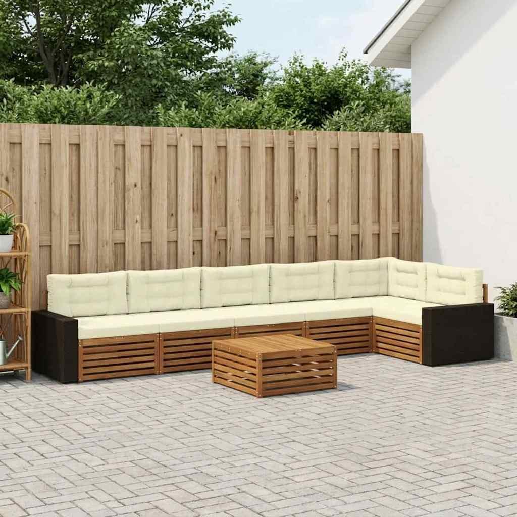 Udendørs sofagruppe 7 stk Naturlig og Fløde 79 x 79 x 37 cm