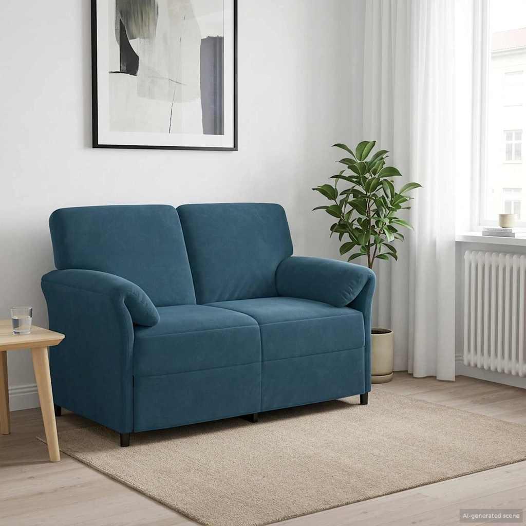 2-personers sofa Blå 138 x 83 x 95 cm Fløjl