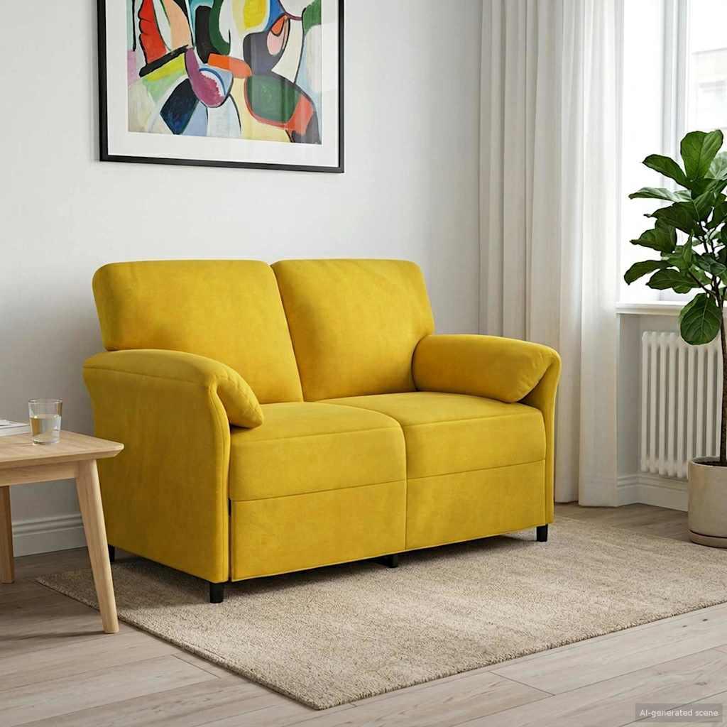 2-personers sofa Gul 138 x 83 x 95 cm Fløjl