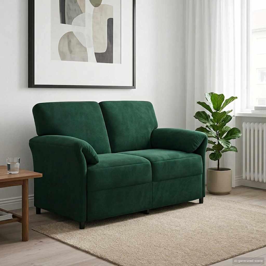 2-personers sofa Mørkegrøn 138 x 83 x 95 cm Fløjl
