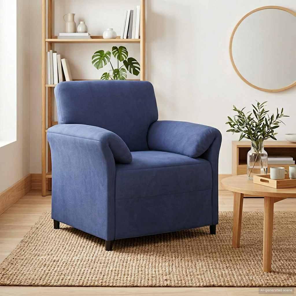 1-personers sofa i fløjl - politi blå, 88 × 83 × 95 cm