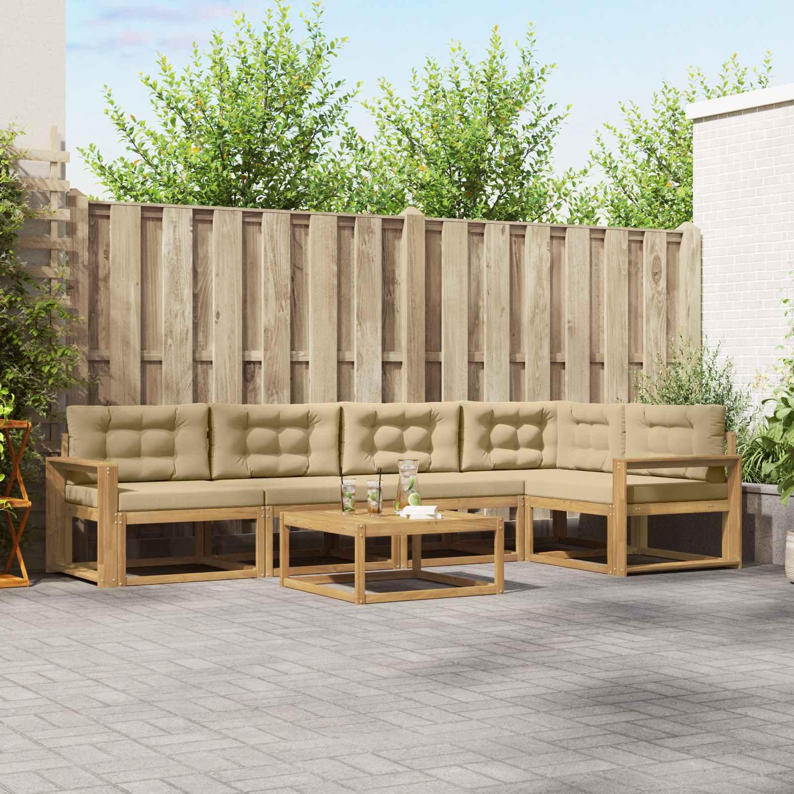 Udendørs sofagruppe 6 stk Hvid og Beige 79 x 79 x 37 cm