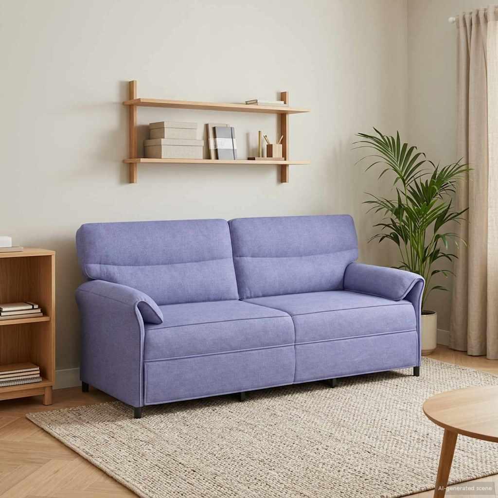 Sofa 100% Polyester Metalramme Mdf, Krydsfinér - Jeans Blå / 3-personers (180 cm)
