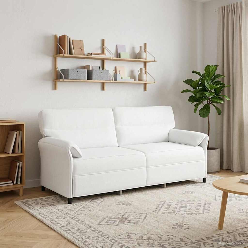 Sofa 100% Polyester Metalramme Mdf, Krydsfinér - Hvid / 3-personers (180 cm)