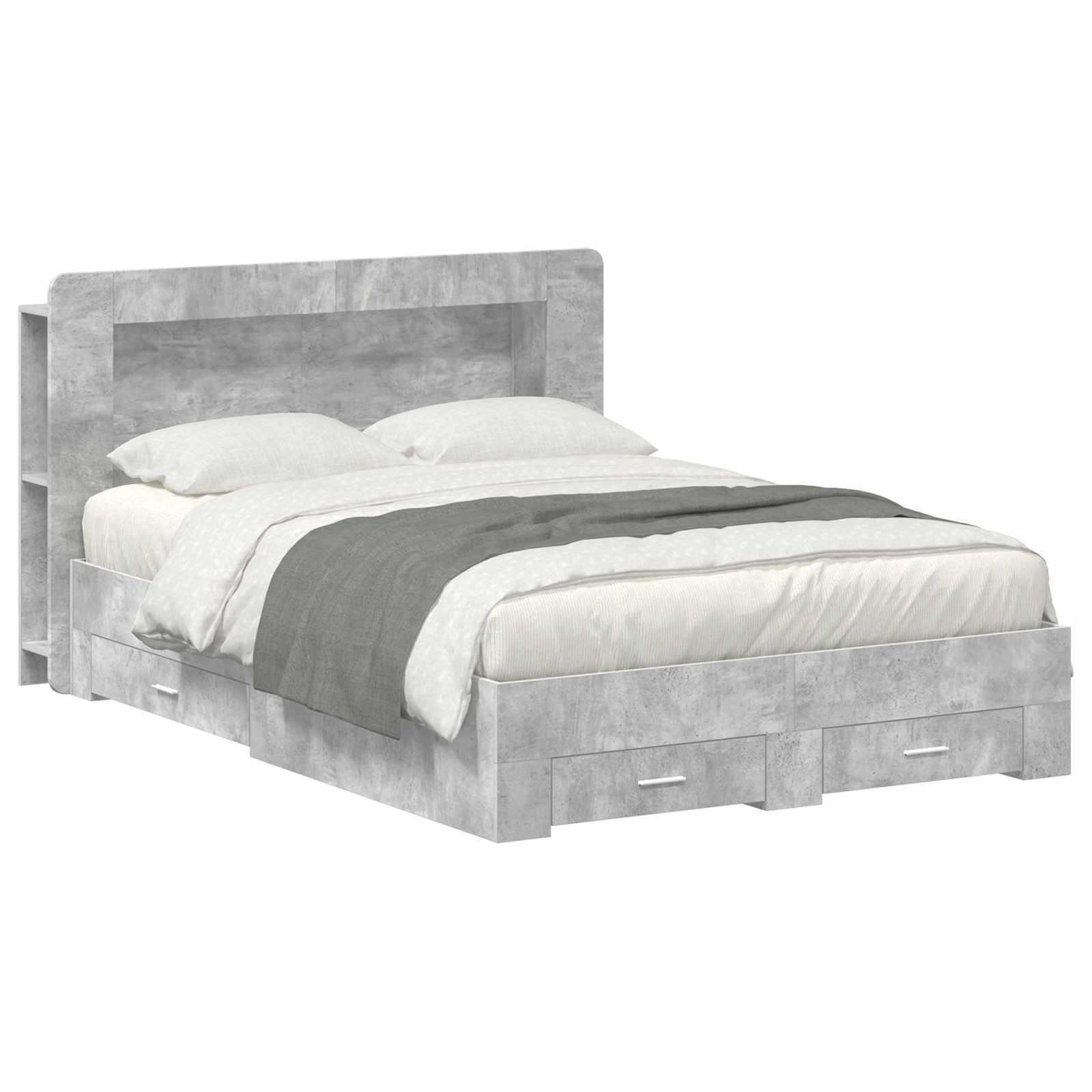 Sengestel med opbevaring Betongrå 160 x 200 cm Konstrueret træ