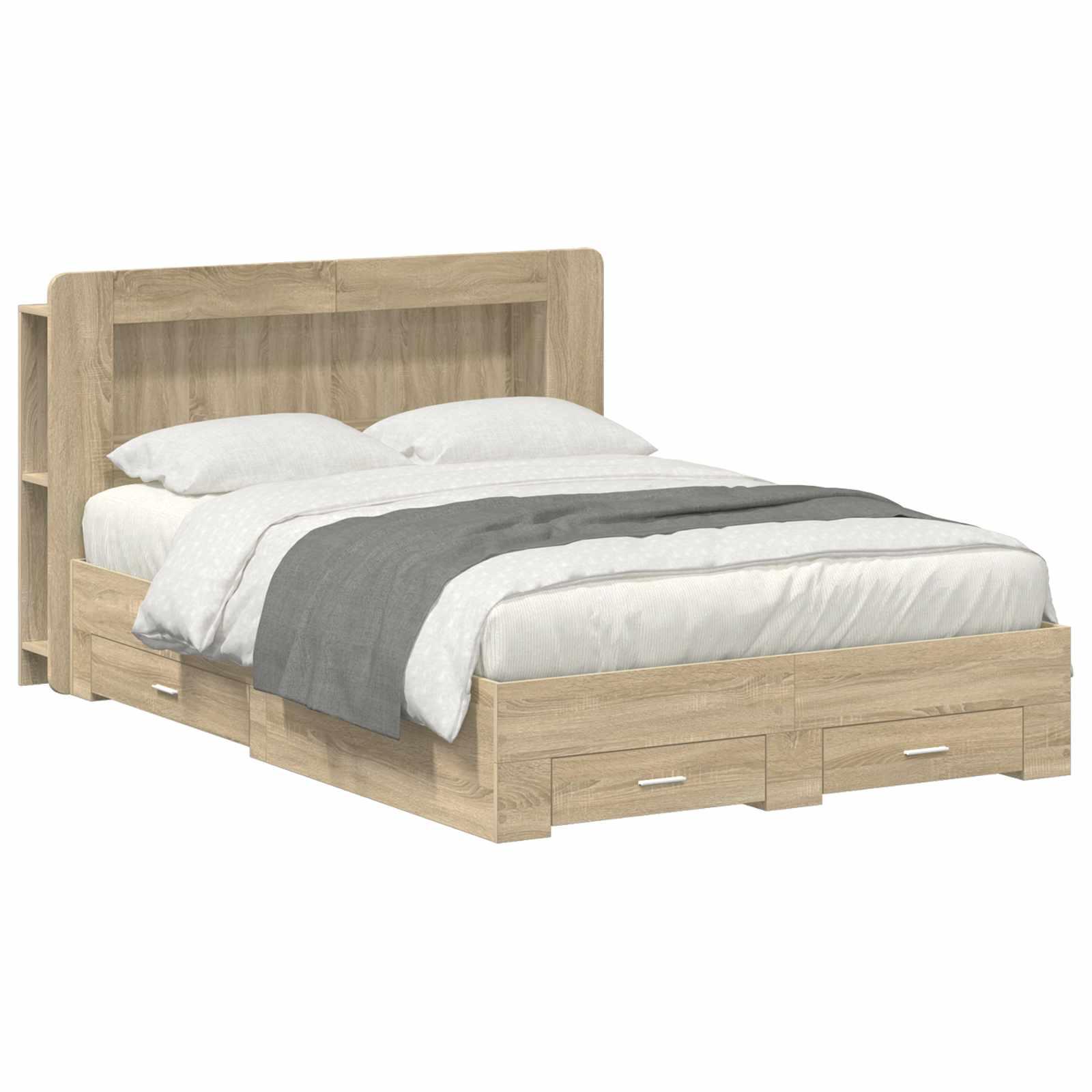 Sengestel Med Opbevaring Konstrueret Træ - Sonoma-eg / 150 x200 cm