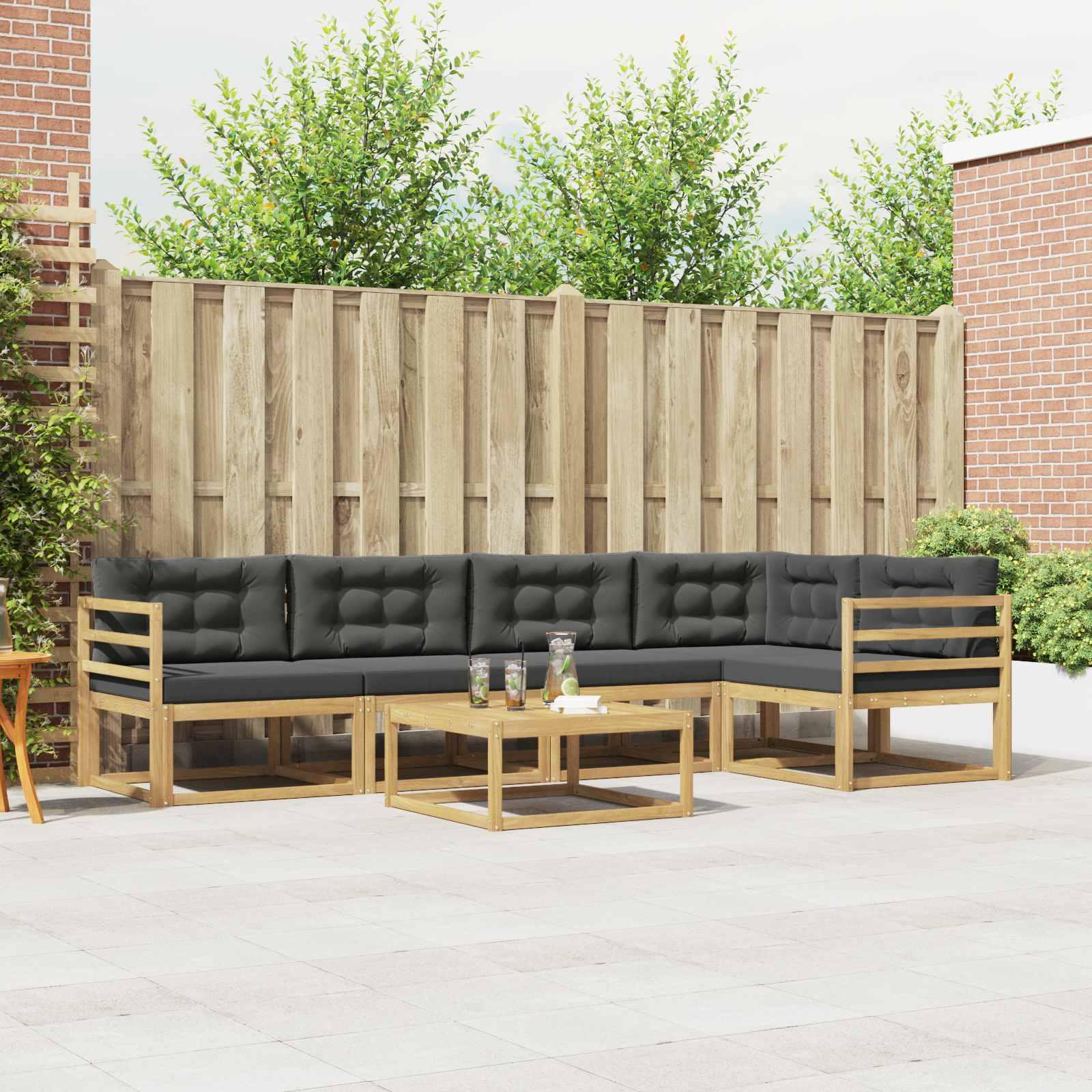 Udendørs sofagruppe 6 stk Hvid og antracit 79 x 79 x 37 cm