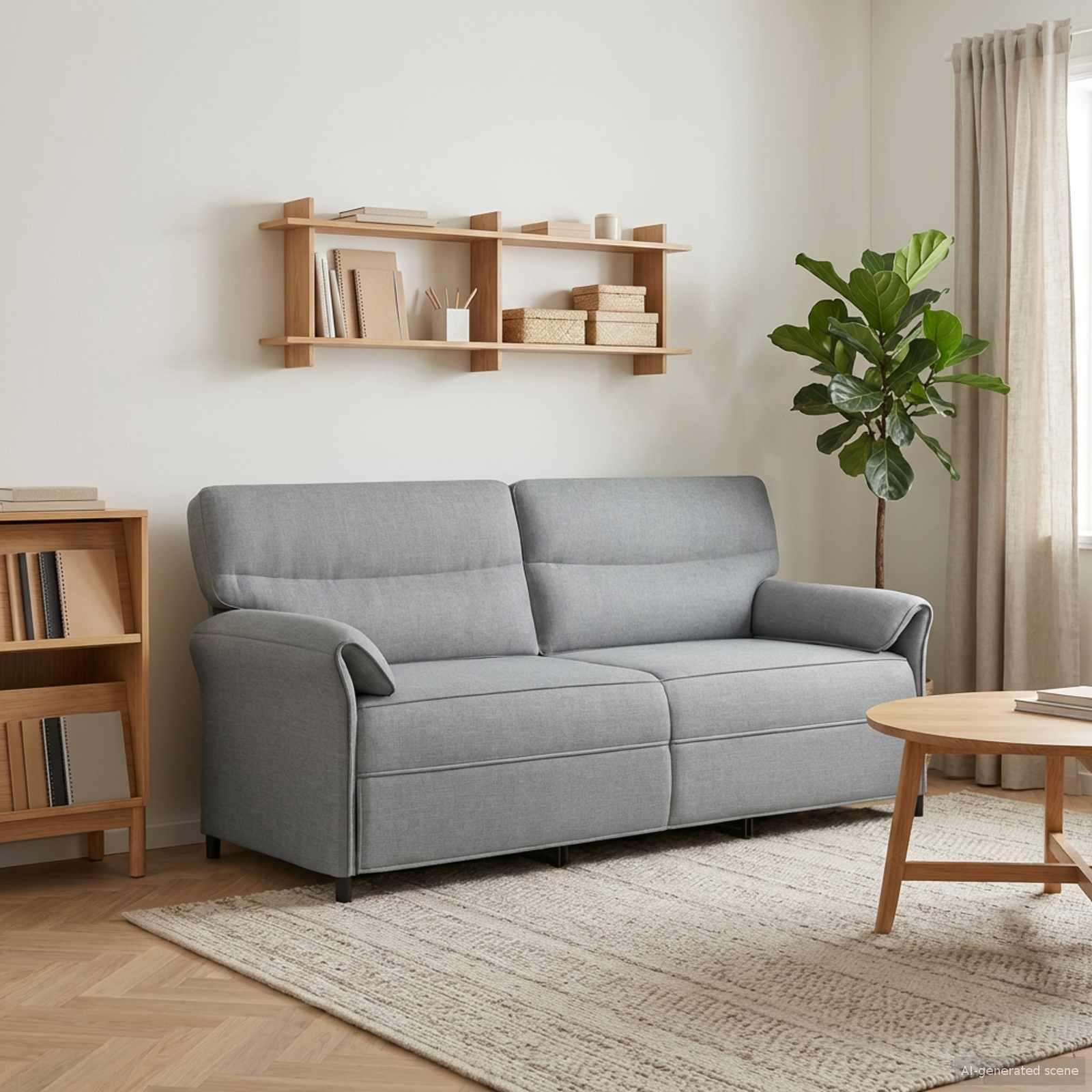 Sofa 100% Polyester Metalramme Mdf, Krydsfinér - Lysegrå / 3-personers (180 cm)