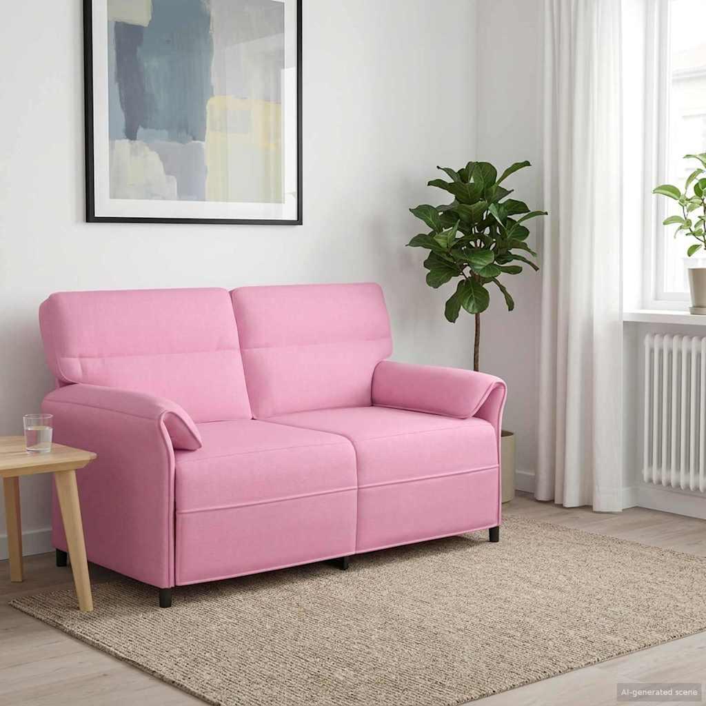 Sofa 100% Polyester Metalramme Mdf, Krydsfinér - Lyserød / 2-sæder (140 cm)