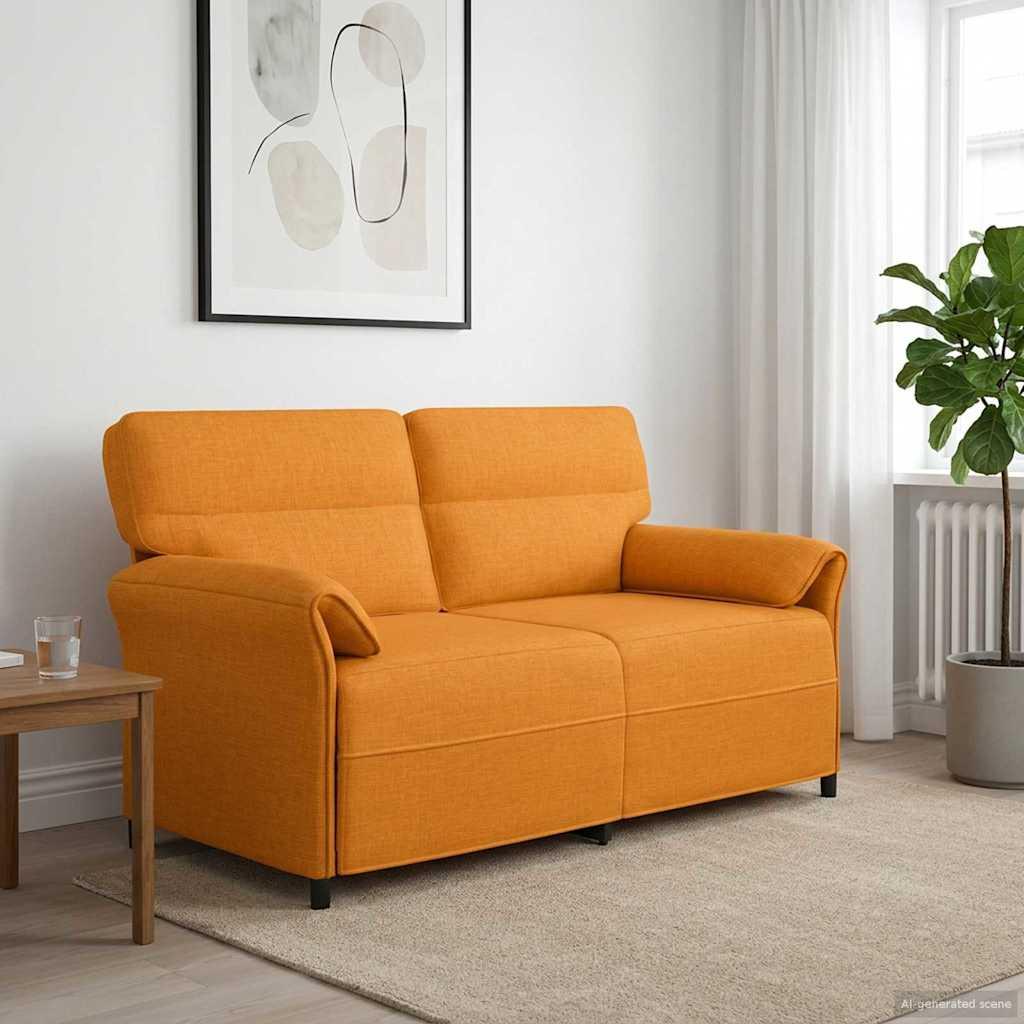 Sofa 100% Polyester Metalramme Mdf, Krydsfinér - Mørkegul / 2-sæder (140 cm)