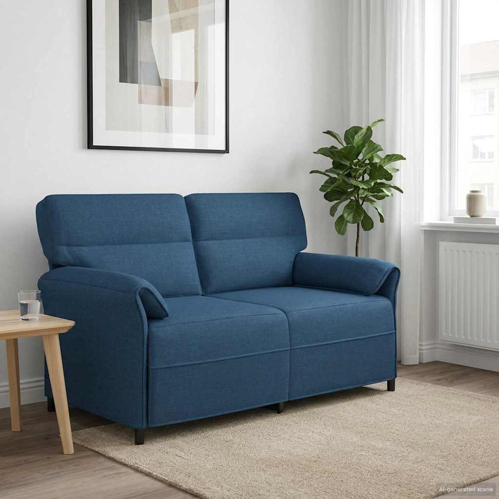 Sofa 100% Polyester Metalramme Mdf, Krydsfinér - Blå / 2-sæder (140 cm)