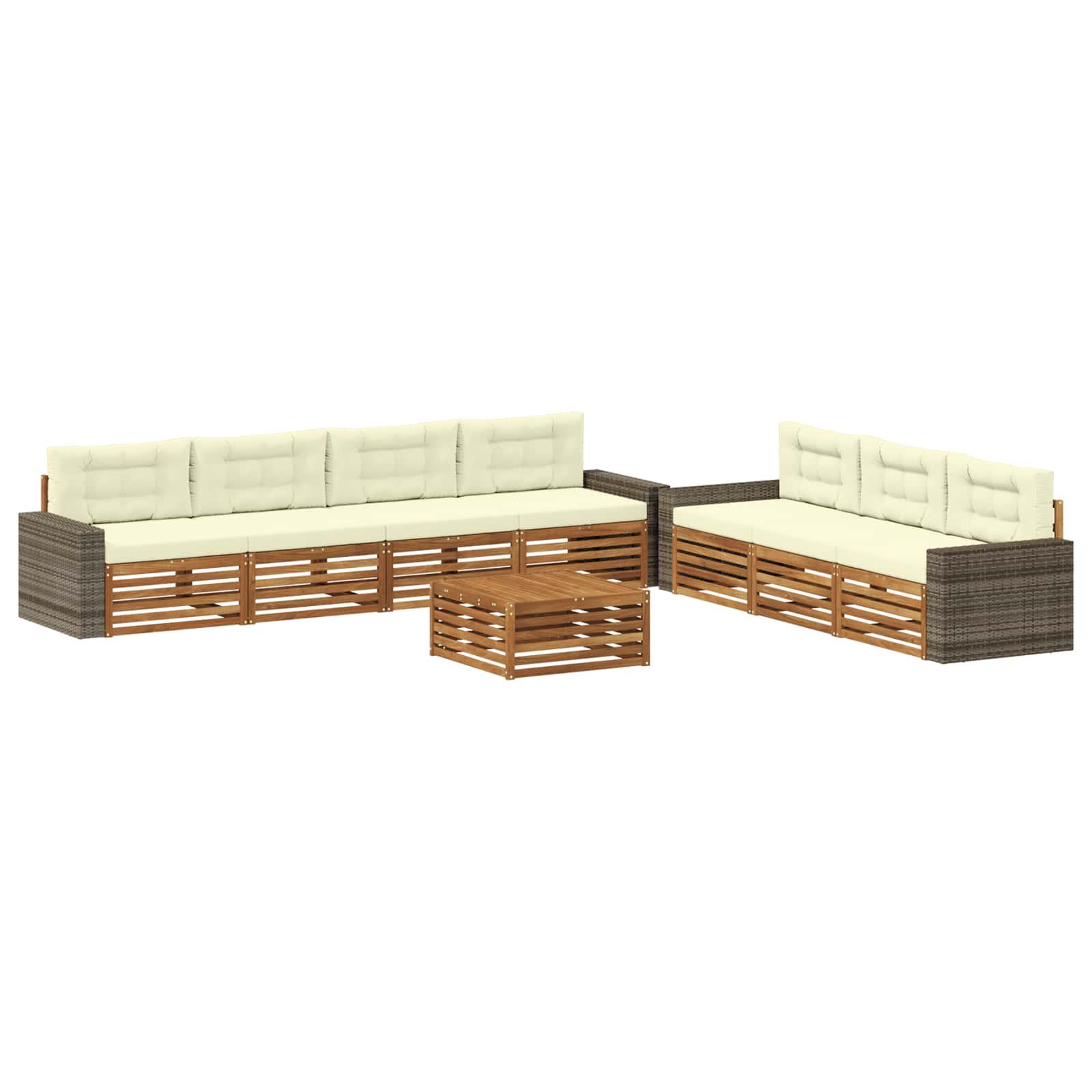 Udendørs sofagruppe 8 stk Naturlig og Fløde 79 x 79 x 37 cm
