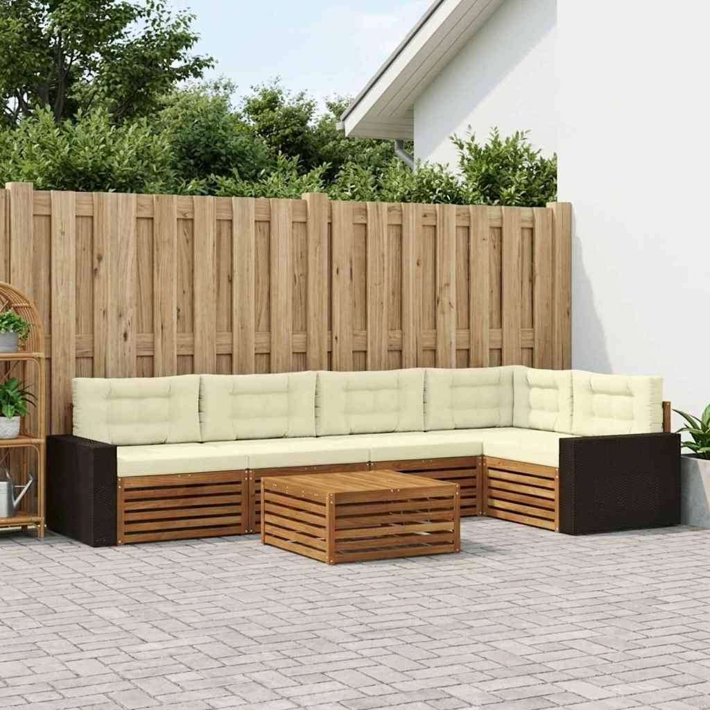 Udendørs sofagruppe 6 stk Naturlig og Fløde 79 x 79 x 37 cm