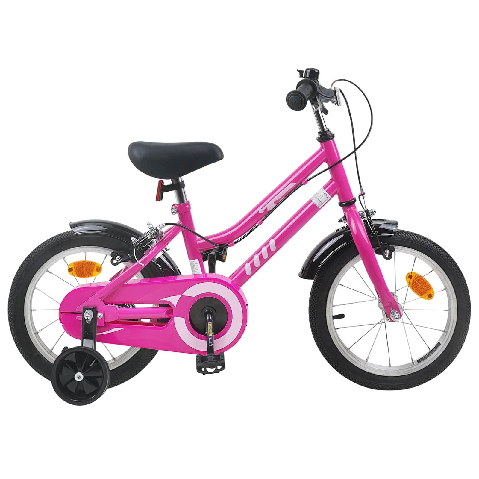 Børnecykel 16" - enkeltgear, caliper-bremse, pink/sort (4-6 år)