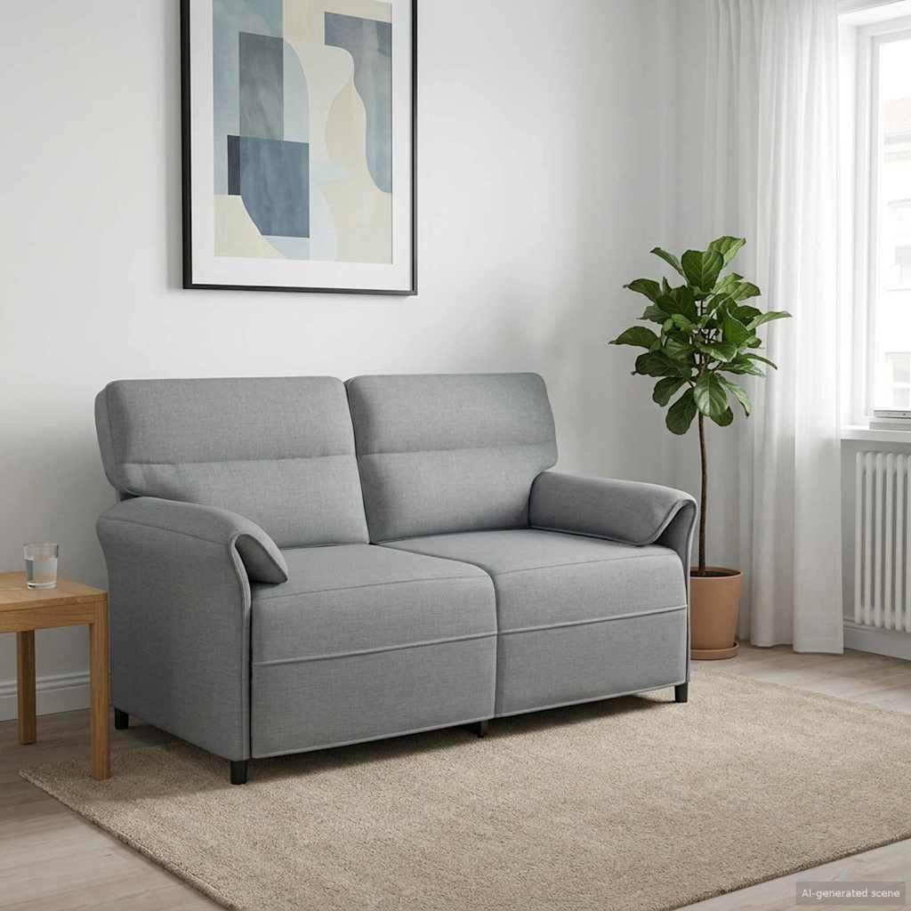 Sofa 100% Polyester Metalramme Mdf, Krydsfinér - Lysegrå / 2-sæder (140 cm)