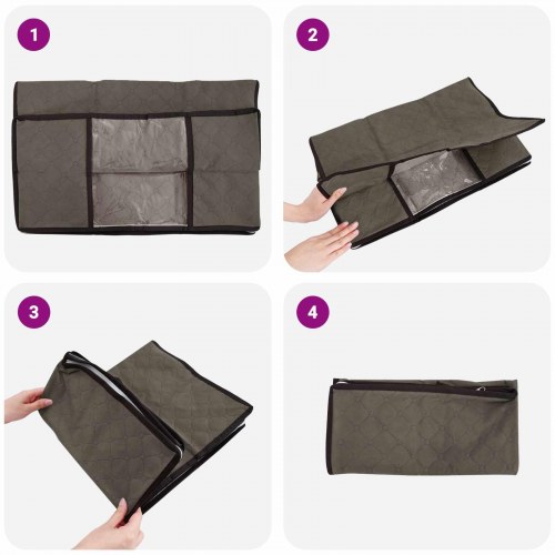Opbevaringskasse med gennemsigtigt sidevindue - grå, foldbar 60×43×35 cm