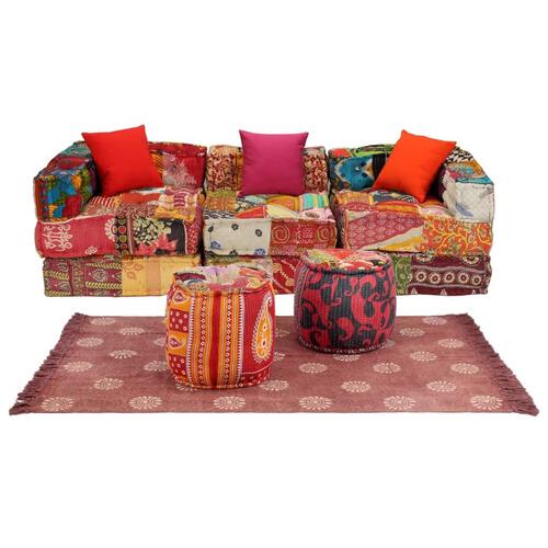 Modulært sofasæt i 12 dele stof patchwork