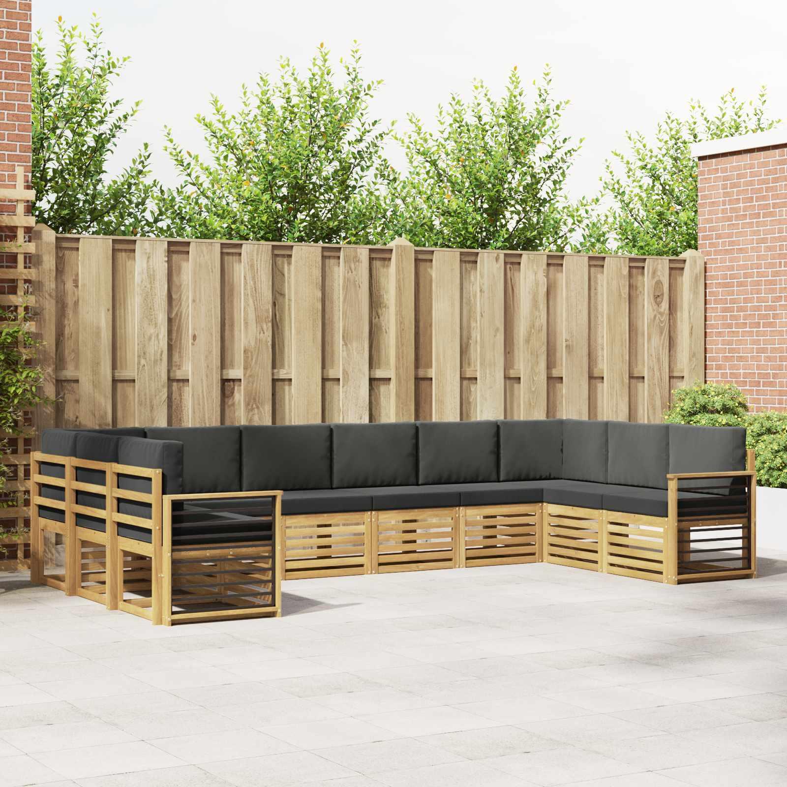 Sektionalsofa sæt til terrasse - 10 dele, hvid/antracit, 363 × 187,5 × 73 cm