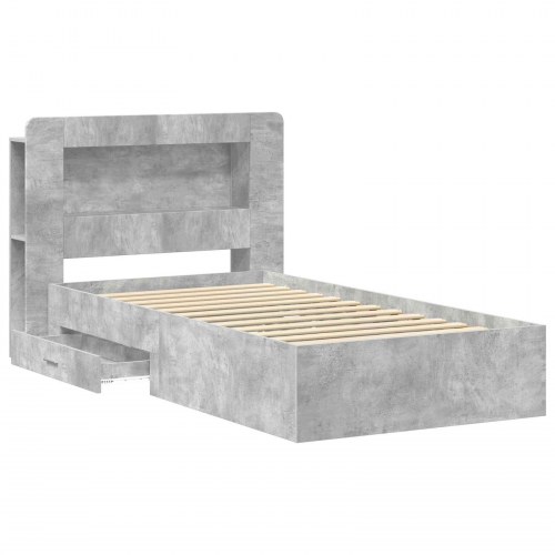 Sengestel med opbevaring 75 x 190 cm - betongrå