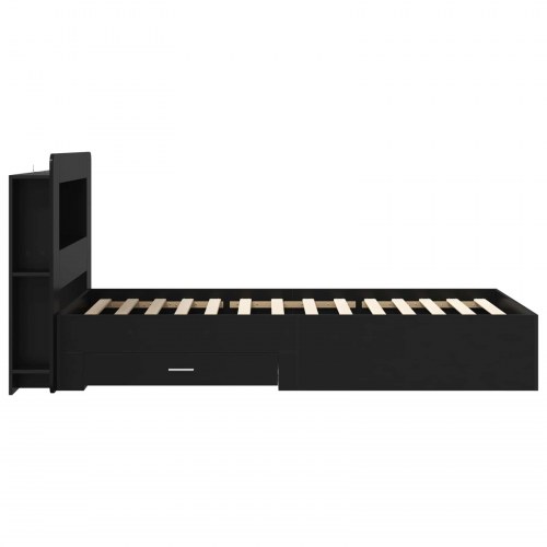 Sengestel med opbevaring - sort 75 x 190 cm