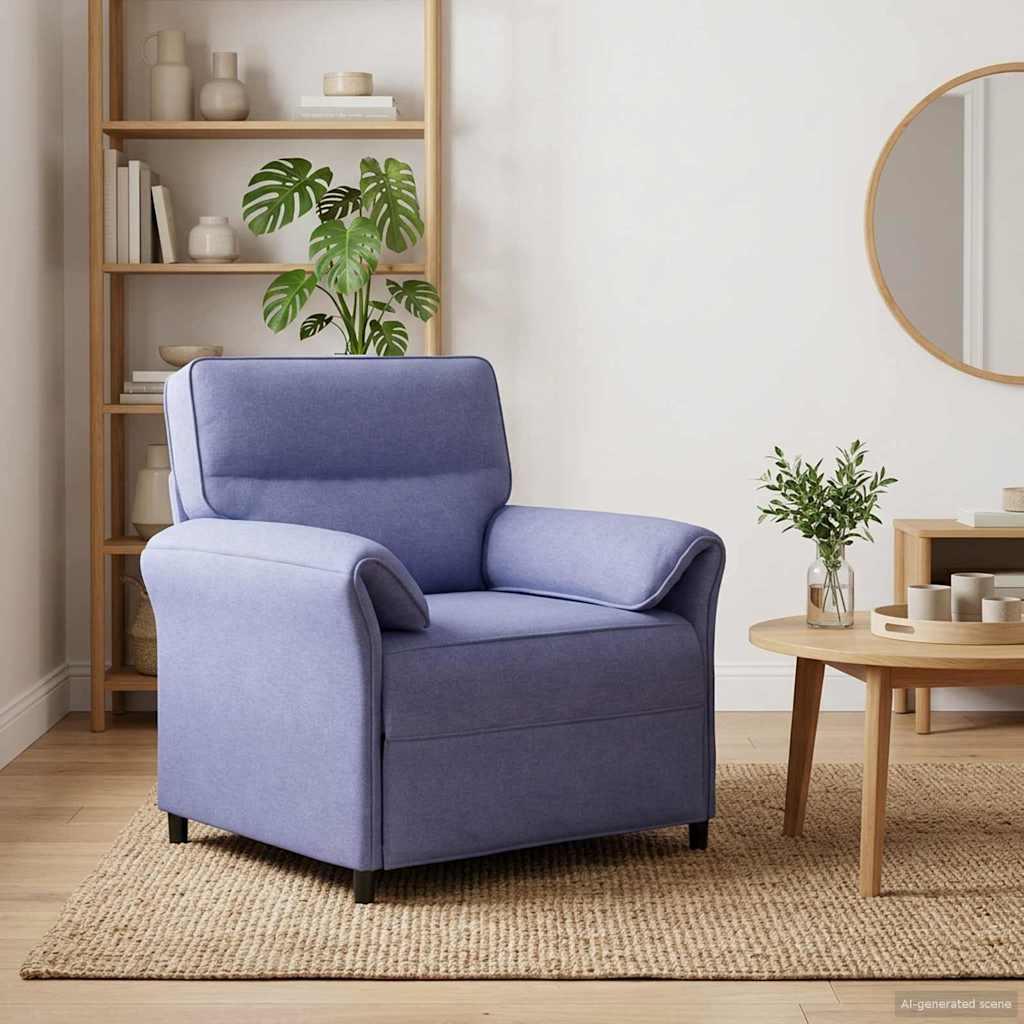 Sofa 100% Polyester Metalramme Mdf, Krydsfinér - Jeans Blå / 1- (70 cm)