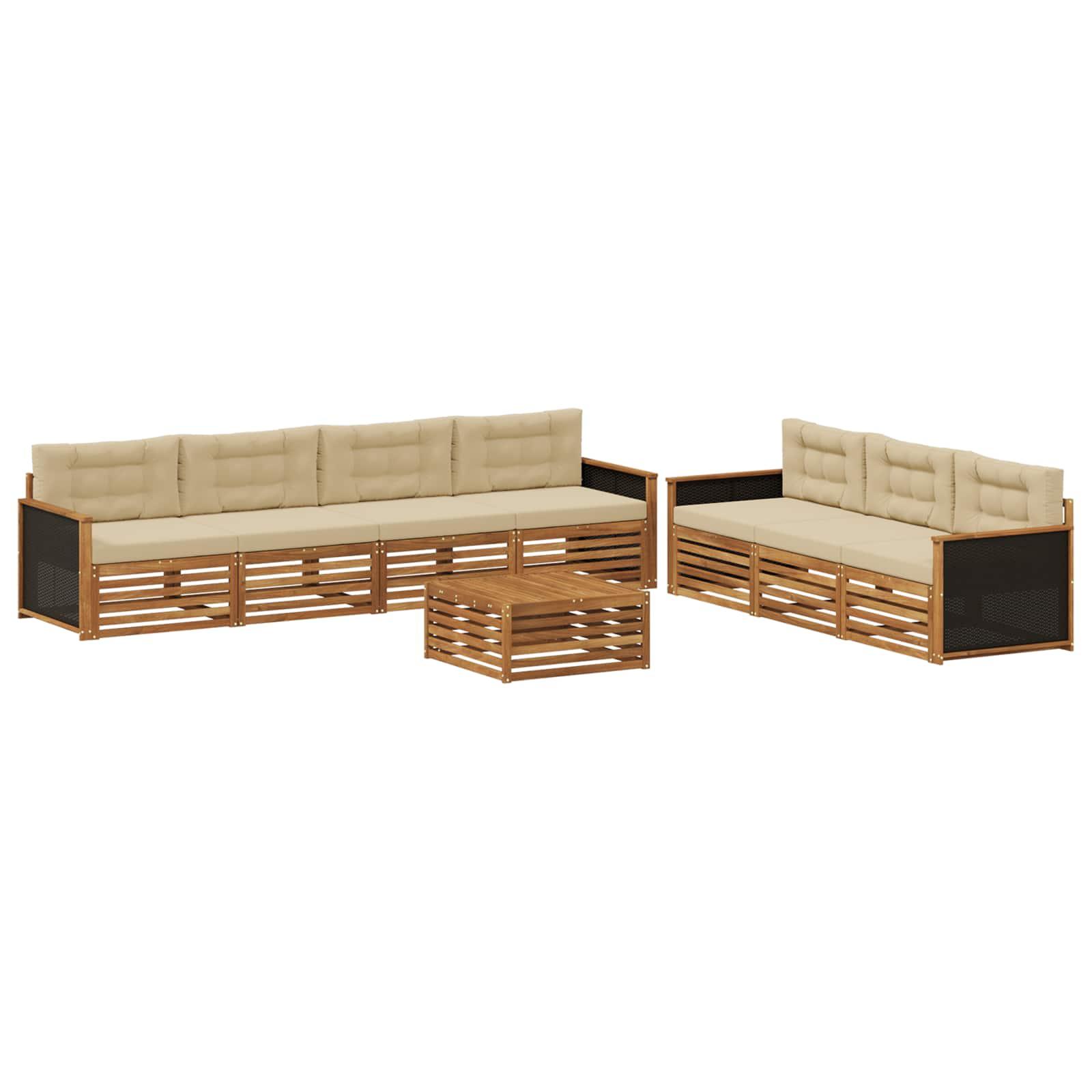 UdendÃ¸rs sofagruppe i akacietrÃ¦ - 8 dele, naturlig/beige, 79 Ã 79 Ã 37 cm