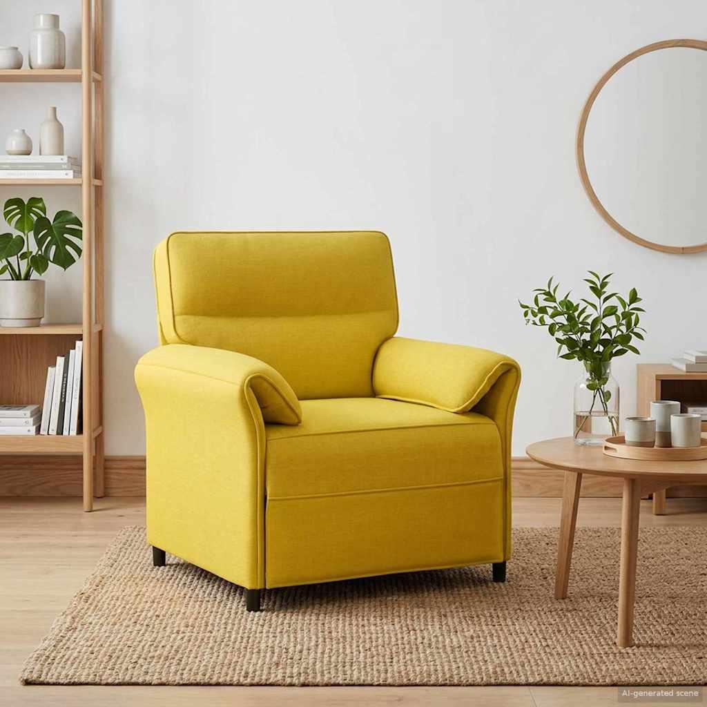 Sofa 100% Polyester Metalramme Mdf, Krydsfinér - Lysegul / 1- (70 cm)