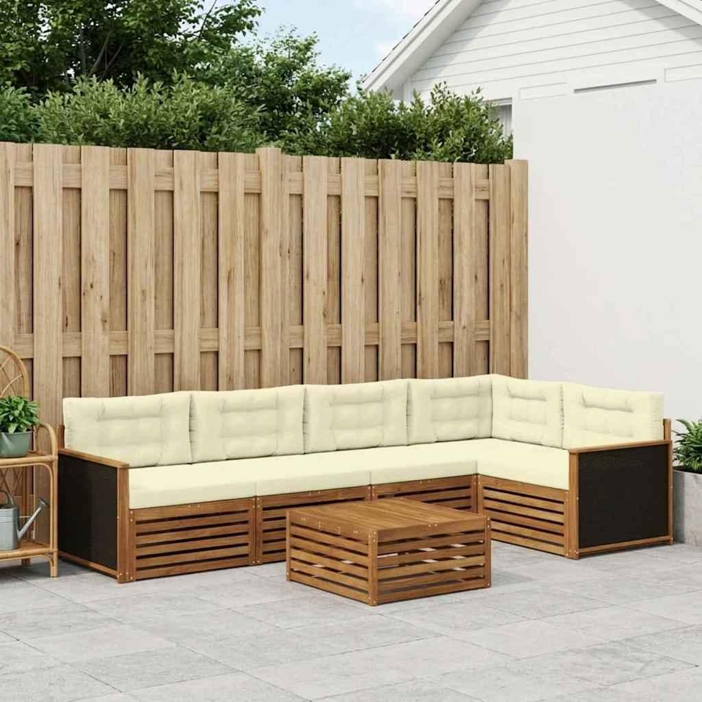 Udendørs sofagruppe 6 stk Naturlig og Fløde 79 x 79 x 37 cm