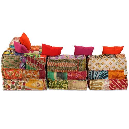 Modulært sofasæt i 16 dele stof patchwork