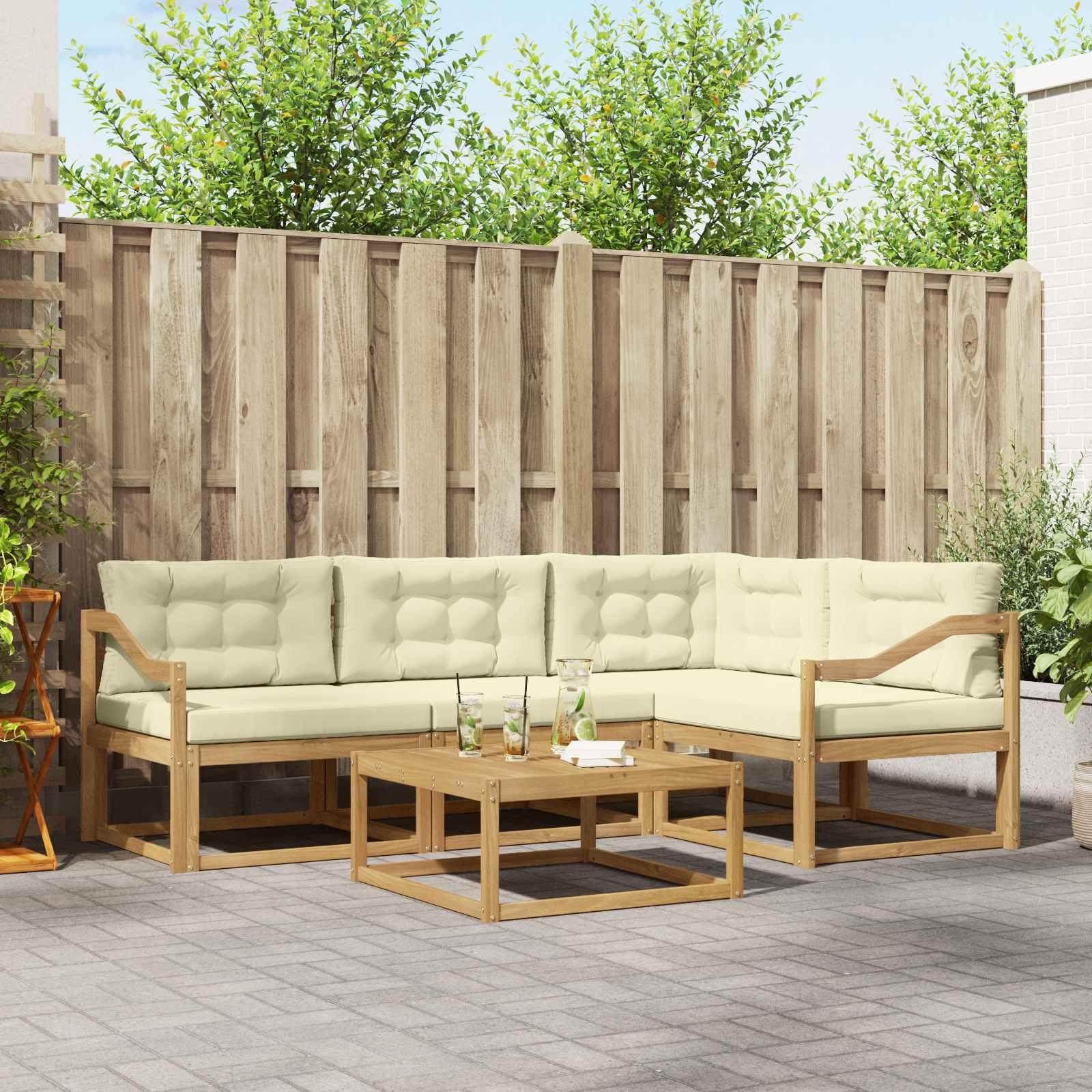 Udendørs sofagruppe 5 stk Hvid og cremefarvet 79 x 79 x 37 cm