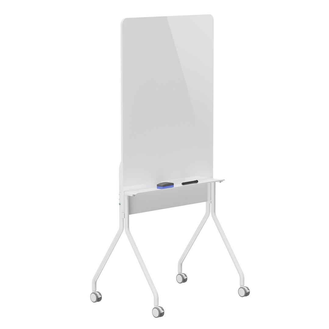 Ergo Office ER-305 mobil whiteboard - lodret, hvid, enkeltsidet med hylde, 119 × 79 cm