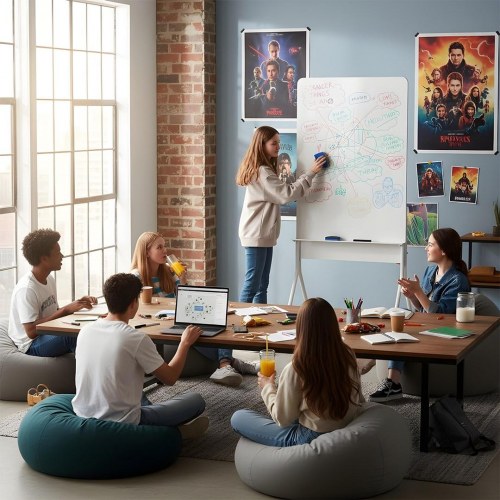 Ergo Office ER-305 mobil whiteboard - lodret, hvid, enkeltsidet med hylde, 119 × 79 cm