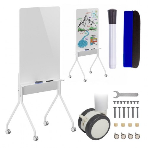 Ergo Office ER-305 mobil whiteboard - lodret, hvid, enkeltsidet med hylde, 119 × 79 cm