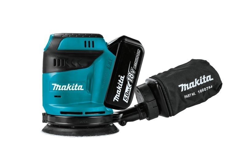 Makita DBO180RTJ 18V excentersliber 125 mm - 2,8 mm, 2x5,0 Ah billede