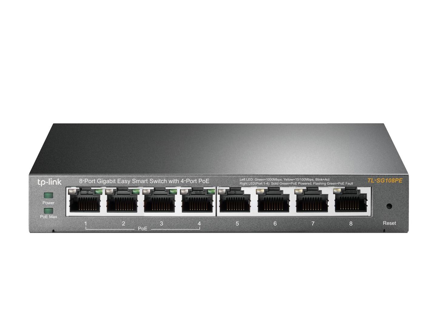 TP-Link TL-SG108PE - 8-port Gigabit Easy Smart switch med 4x PoE billede
