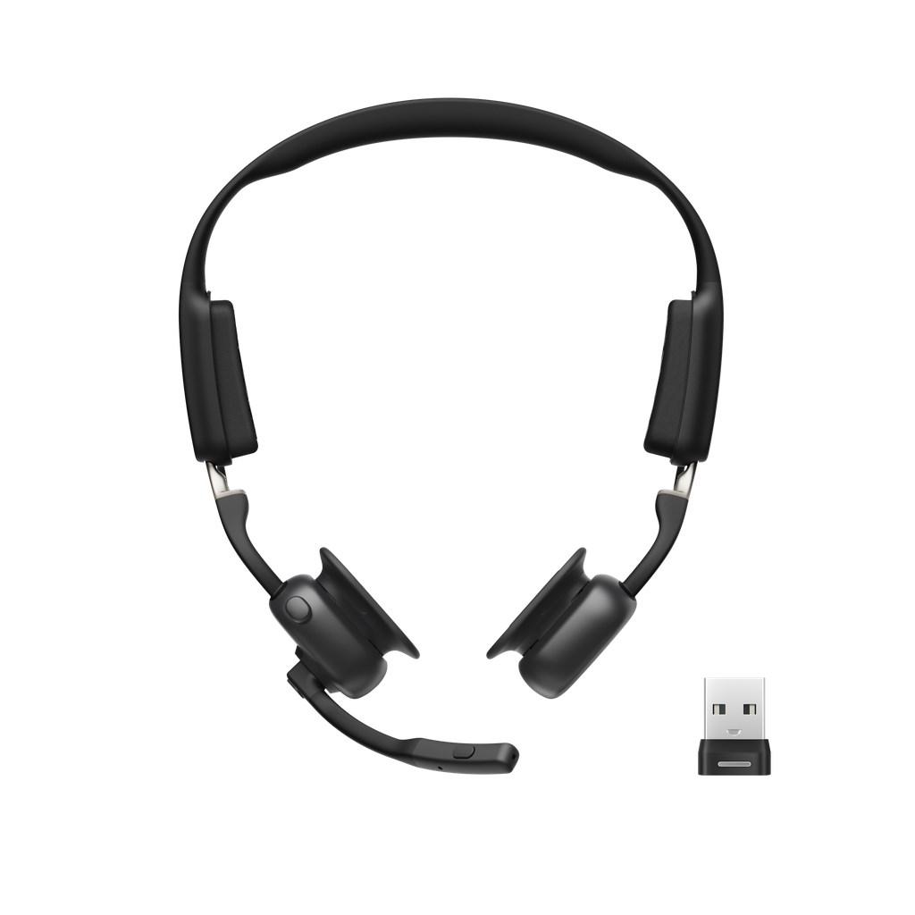 SHOKZ OpenMeet UC trådløst Bluetooth bone conduction headset til videomøder - med USB-A adapter billede
