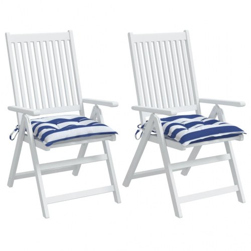 Stolehynder 2 stk. - 40 × 40 × 7 cm - stof med blå/hvide striber