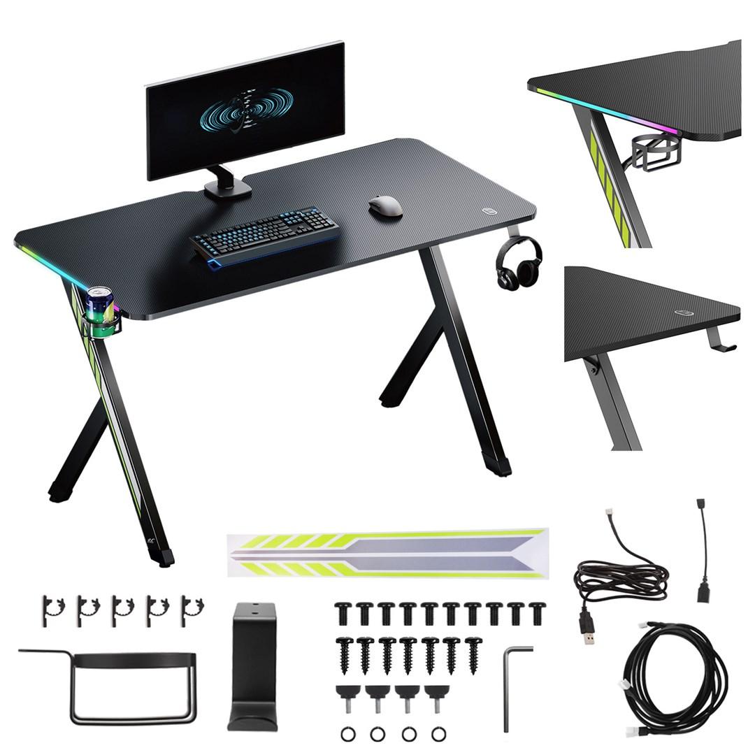 Gamingbord med høretelefon- og kopholder, RGB - 120 × 60 × 75 cm, maks. 75 kg (RS102)