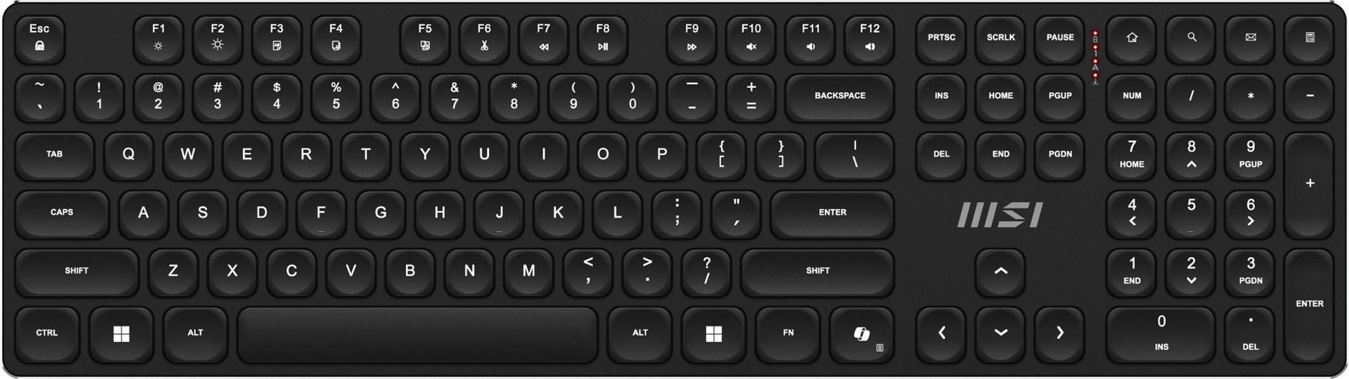 MSI FORGE K210 Wireless Combo - tastatur og mus til hjem/office, fuld størrelse, sort billede