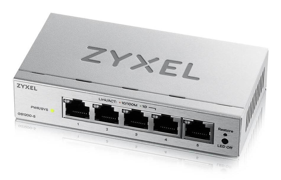 Zyxel GS1200-5 V3 - administreret L2 gigabit switch, 5 porte, desktop, grå billede