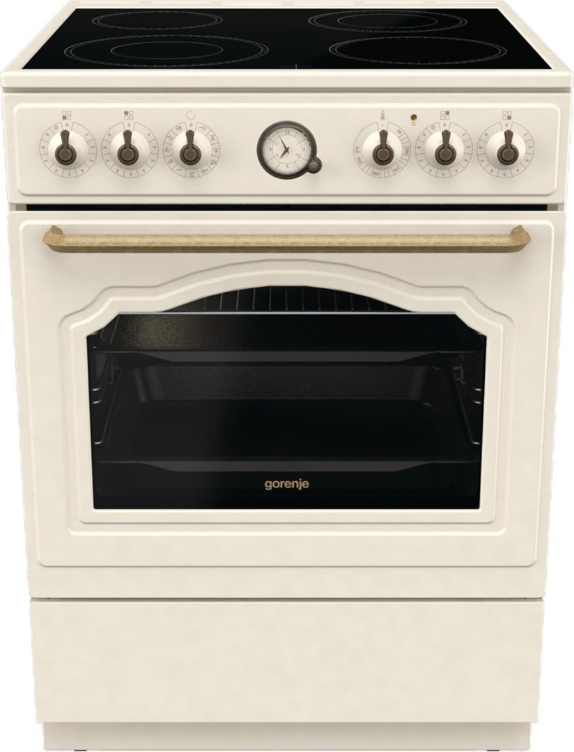 Gorenje GECS6B70CLI, Fritstående komfur, Beige, Dreje, Rustfrit stål, Top forside, Metal