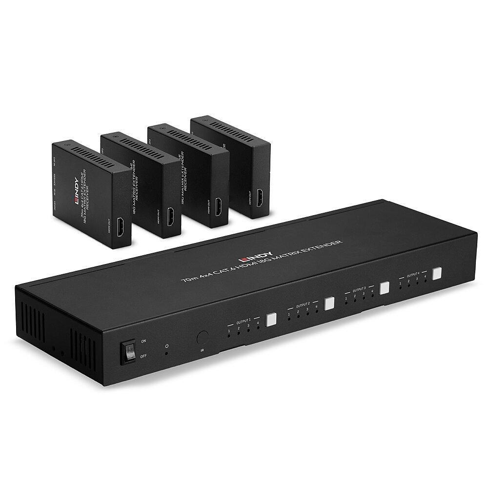 LINDY 70 m Cat.6 4x4 HDMI 18G matrix‑extender billede