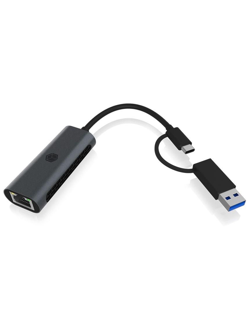 ICY BOX IB-LAN301-C3 USB-A/USB-C til 2,5G Ethernet adapter billede