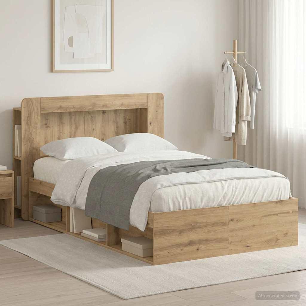 Sengestel med opbevaring med hovedgærde Artisan-eg 120 x 190 cm