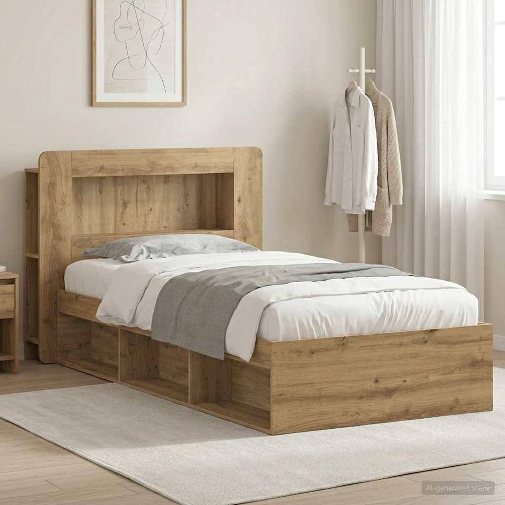 Sengestel med opbevaring med hovedgærde Artisan-eg 100 x 200 cm