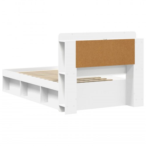 Sengestel med opbevaring - hvid 80 x 200 cm, konstrueret træ