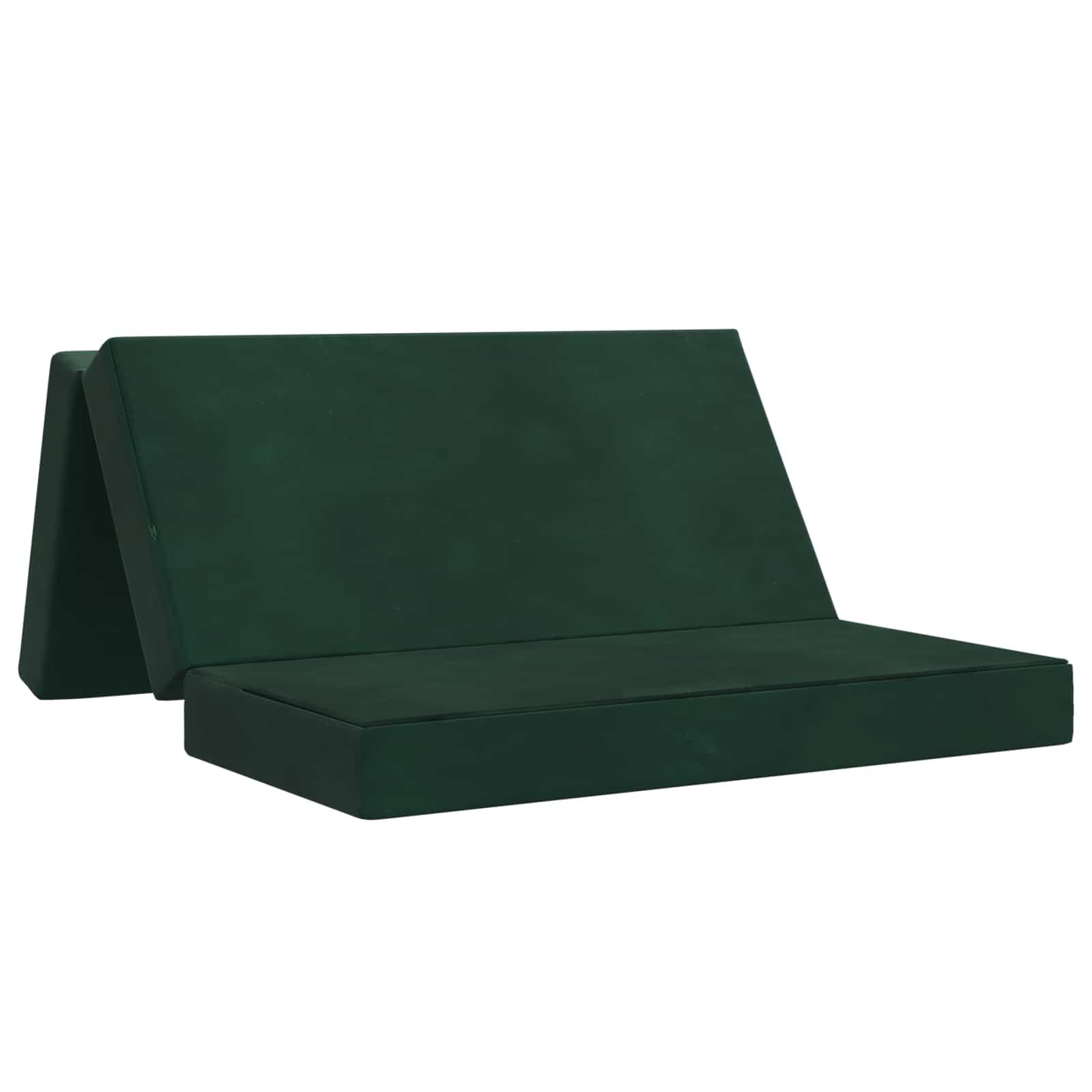 Foldbar sovesofa 160 × 67 × 45 cm - mørkegrøn fløjl