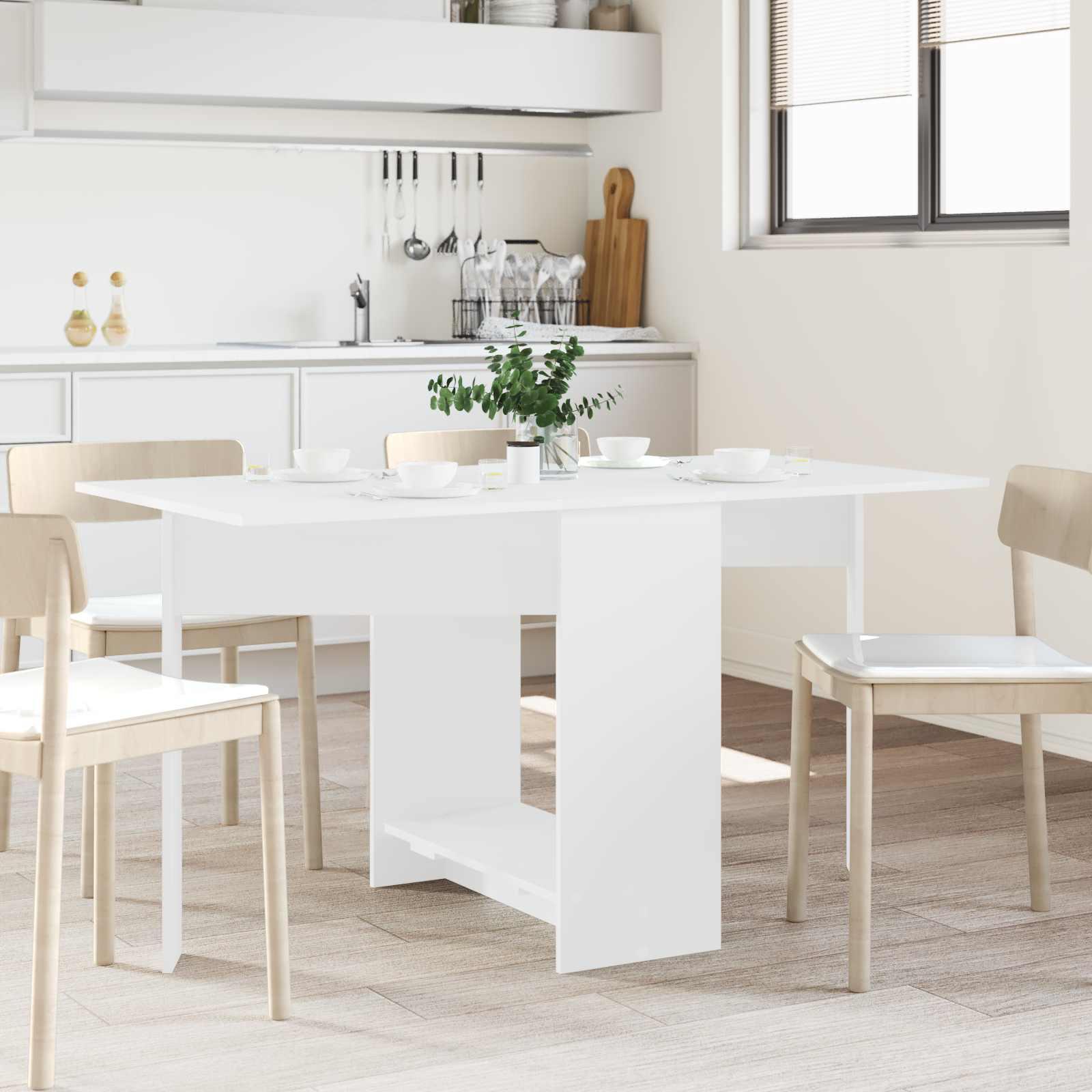 Spisebord 138 x 70 x 73,5 cm Konstrueret trÃ¦ Hvid RektangulÃ¦r